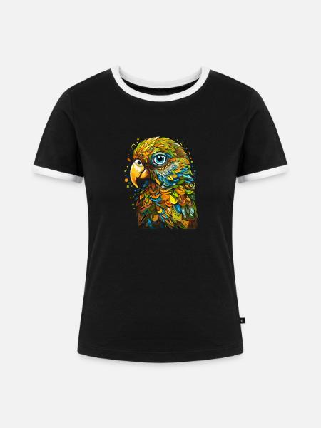 Wellensittich Sittich - Frauen Kontrast-T-Shirt - Schwarz/Weiß