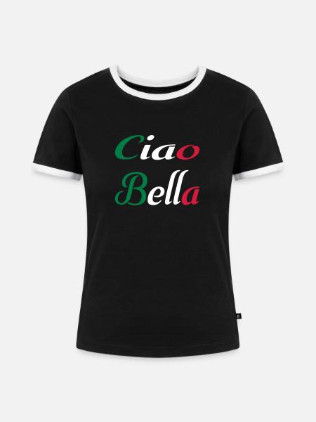 Ciao Bella - Frauen Kontrast-T-Shirt - Schwarz/Weiß