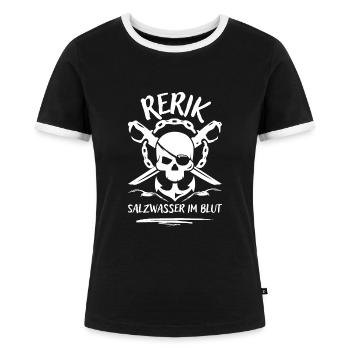 Rerik-Salzwasser im Blut-Ostseebad Rerik - Frauen Kontrast-T-Shirt - Schwarz/Weiß - Vorne - Selfina (174cm)