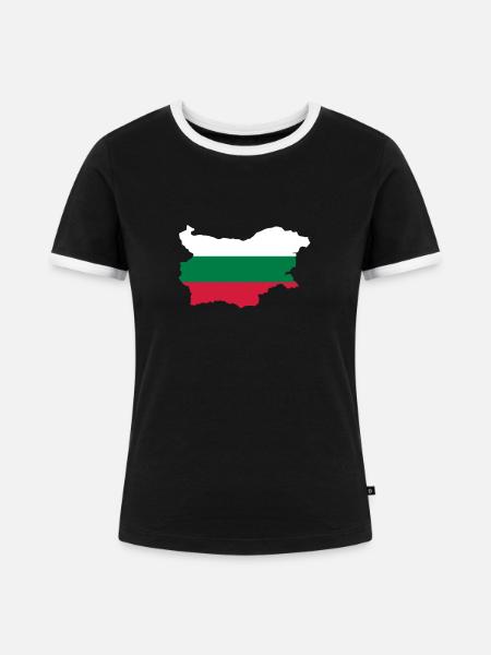 Bulgarien - Frauen Kontrast-T-Shirt - Schwarz/Weiß
