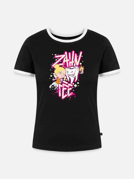 Zahnheldin Comiczauber - Frauen Kontrast-T-Shirt - Schwarz/Weiß