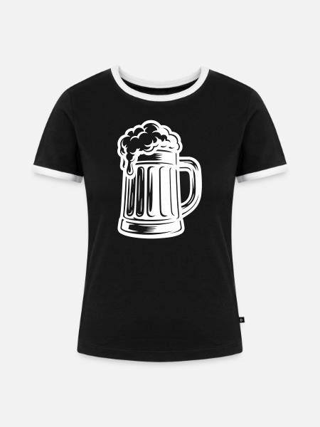Bier Bierkrug Symbol - Frauen Kontrast-T-Shirt - Schwarz/Weiß