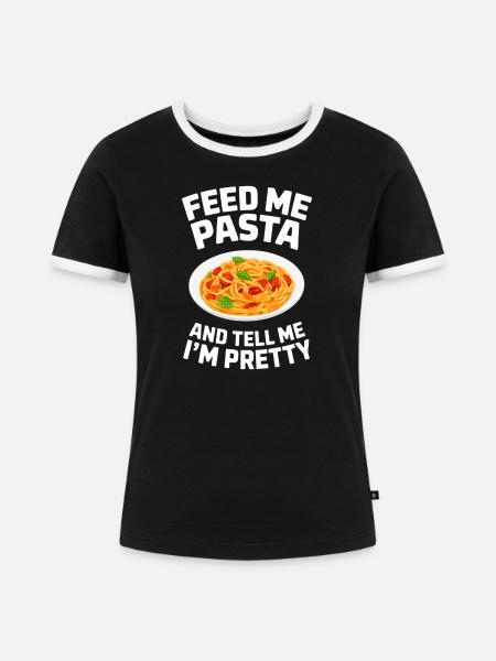 Pasta Spaghetti Nudeln Geschenke - Frauen Kontrast-T-Shirt - Schwarz/Weiß