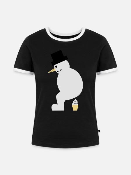 Mobile Softeis-Fabrik? - Frauen Kontrast-T-Shirt - Schwarz/Weiß