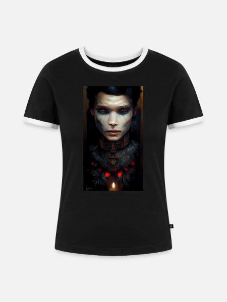 Roter Krieger - Frauen Kontrast-T-Shirt - Schwarz/Weiß