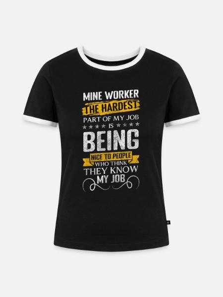 Bergbau Arbeiter Hacke Kumpel - Frauen Kontrast-T-Shirt - Schwarz/Weiß