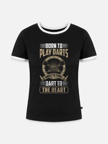 Darts Spaß Mann - Frauen Kontrast-T-Shirt - Schwarz/Weiß