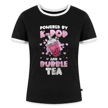 Boba Tea Trend Lecker Trinkhalm - Frauen Kontrast-T-Shirt - Schwarz/Weiß - Vorne - Selfina (174cm)