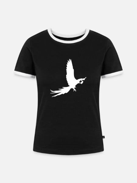 Papagei - Frauen Kontrast-T-Shirt - Schwarz/Weiß