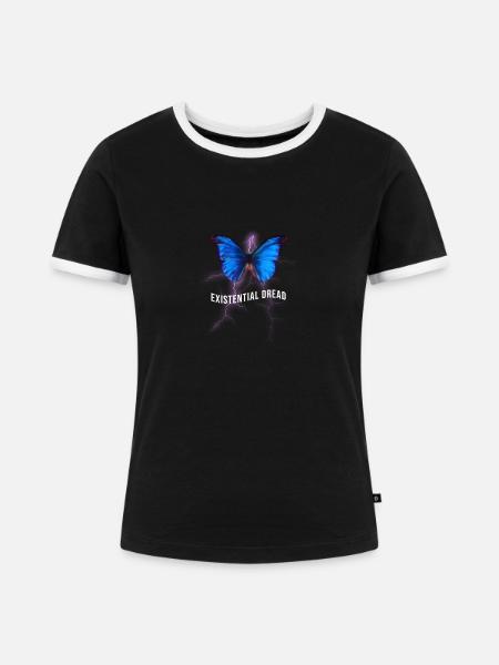 Existential Dread - Butterfly Aesthetic - Soft - Frauen Kontrast-T-Shirt - Schwarz/Weiß