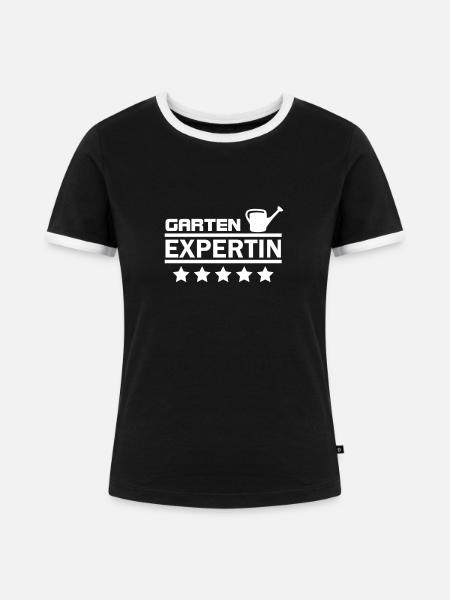 garten expertin - Frauen Kontrast-T-Shirt - Schwarz/Weiß