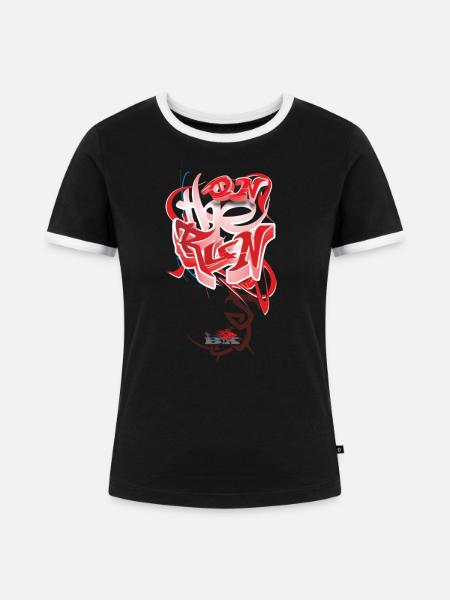 on the run - Frauen Kontrast-T-Shirt - Schwarz/Weiß