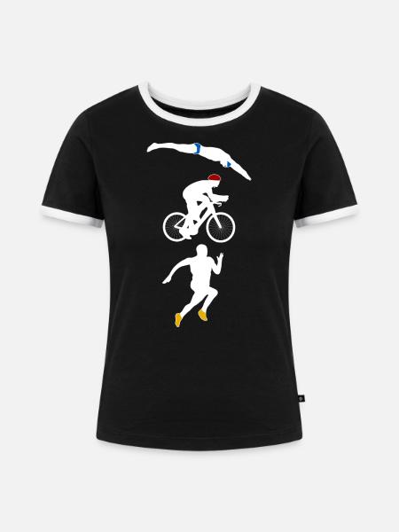Triathlon - Frauen Kontrast-T-Shirt - Schwarz/Weiß