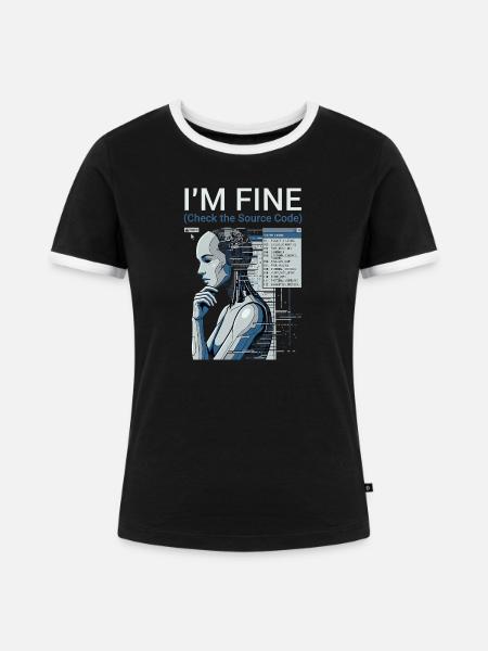 Check The Source Code - Frauen Kontrast-T-Shirt - Schwarz/Weiß