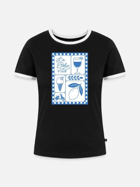 Dolce Vita - Frauen Kontrast-T-Shirt - Schwarz/Weiß