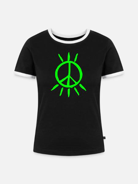 Peace Peacezeichen - Frauen Kontrast-T-Shirt - Schwarz/Weiß