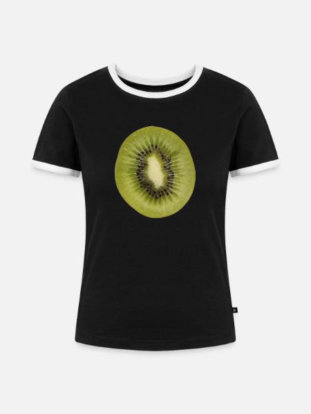 Kiwi - Frauen Kontrast-T-Shirt - Schwarz/Weiß