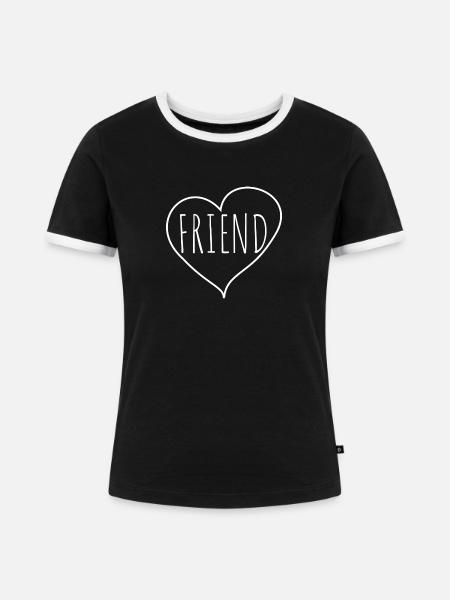 Freund Herz - Frauen Kontrast-T-Shirt - Schwarz/Weiß
