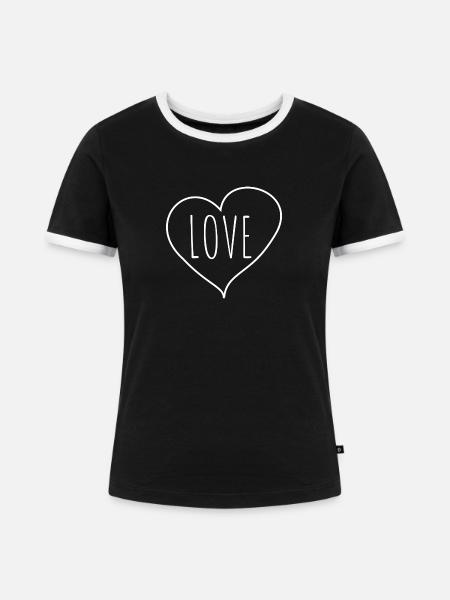 Liebesherz - Frauen Kontrast-T-Shirt - Schwarz/Weiß