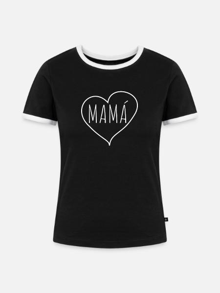 Mamà Herz - Frauen Kontrast-T-Shirt - Schwarz/Weiß