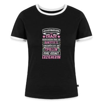 Koordinatorin des Chaos Erzieherin Kita - Frauen Kontrast-T-Shirt - Schwarz/Weiß - Vorne - Selfina (174cm)