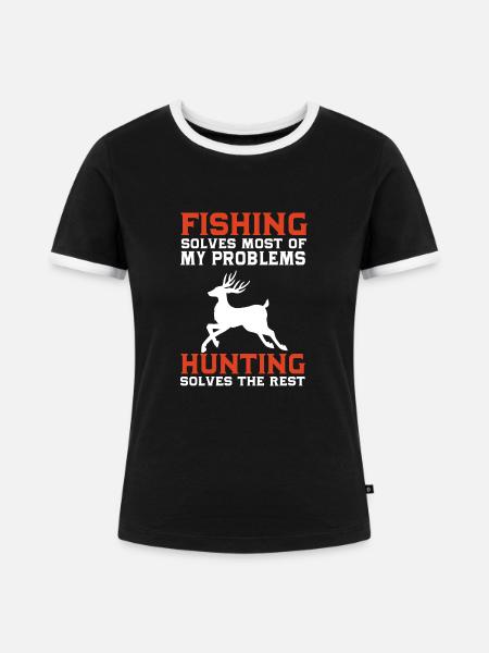 Jäger Jagen - Frauen Kontrast-T-Shirt - Schwarz/Weiß