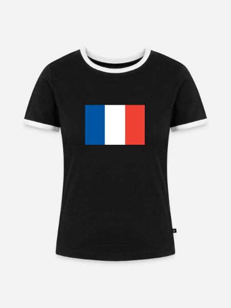 Frankreich, Flagge - Frauen Kontrast-T-Shirt - Schwarz/Weiß