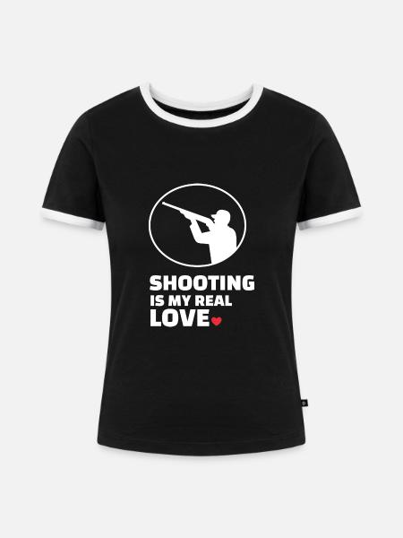 Ich Liebe Das Schießen - Frauen Kontrast-T-Shirt - Schwarz/Weiß