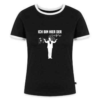 Ich bin hier der Dirigent Chorleiter Dirigenten - Frauen Kontrast-T-Shirt - Schwarz/Weiß - Vorne - Selfina (174cm)