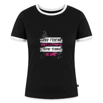 Good friend Schlammlauf Mud Run Muddy Race - Frauen Kontrast-T-Shirt - Schwarz/Weiß - Vorne - Selfina (174cm)