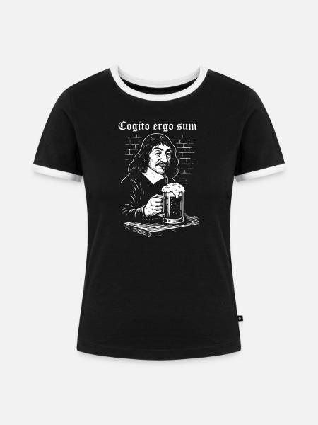 Cogito Ergo Sum - Frauen Kontrast-T-Shirt - Schwarz/Weiß