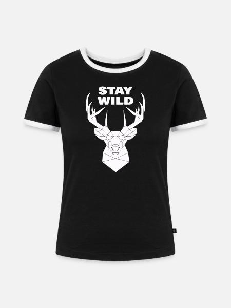 STAY WILD - Frauen Kontrast-T-Shirt - Schwarz/Weiß