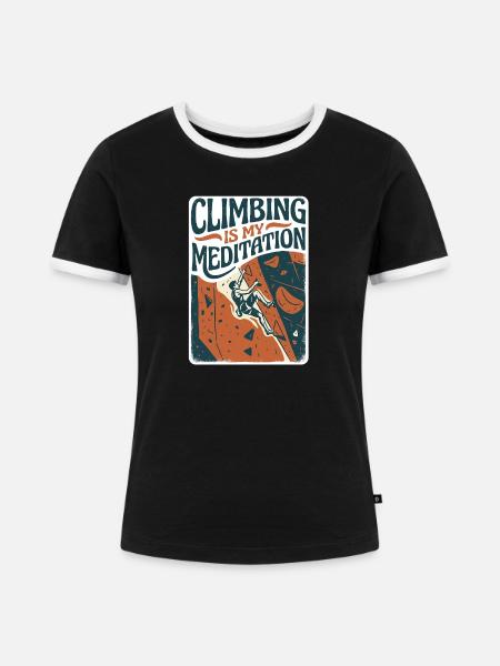 Climbing Passion - Frauen Kontrast-T-Shirt - Schwarz/Weiß