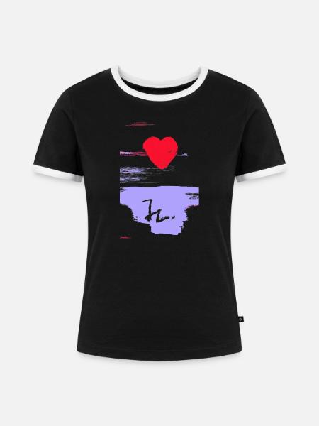 Kunstmotiv Herz von Jörg Langhans - Frauen Kontrast-T-Shirt - Schwarz/Weiß