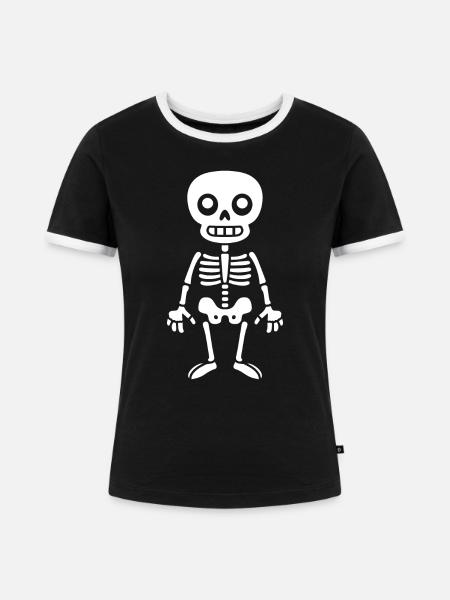 Skelett - Frauen Kontrast-T-Shirt - Schwarz/Weiß