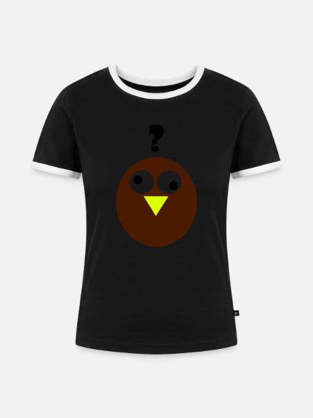 Confused Owl - Frauen Kontrast-T-Shirt - Schwarz/Weiß
