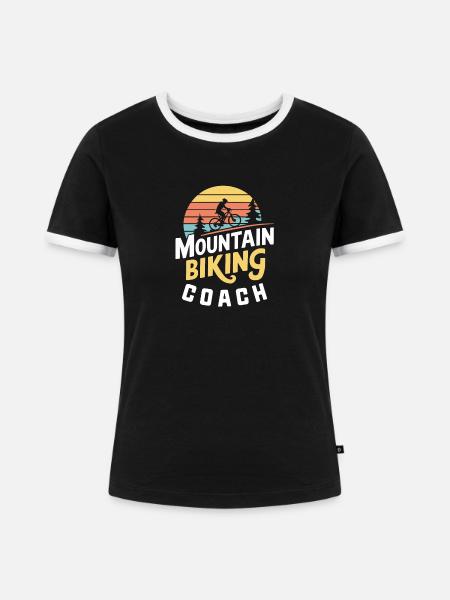 Mountain Biking Retro Coach - Frauen Kontrast-T-Shirt - Schwarz/Weiß