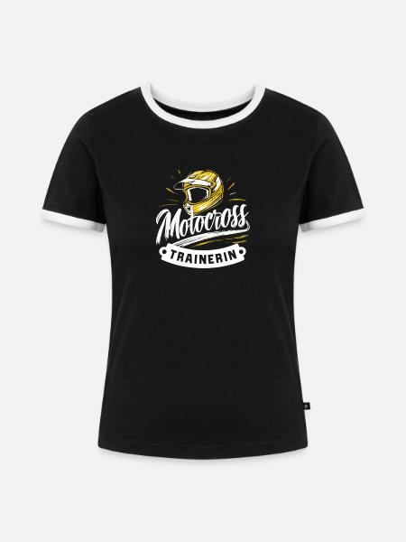 Motocross-Junge Trainerin - Frauen Kontrast-T-Shirt - Schwarz/Weiß