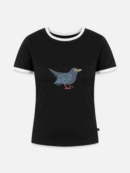 Amsel - Frauen Kontrast-T-Shirt - Schwarz/Weiß