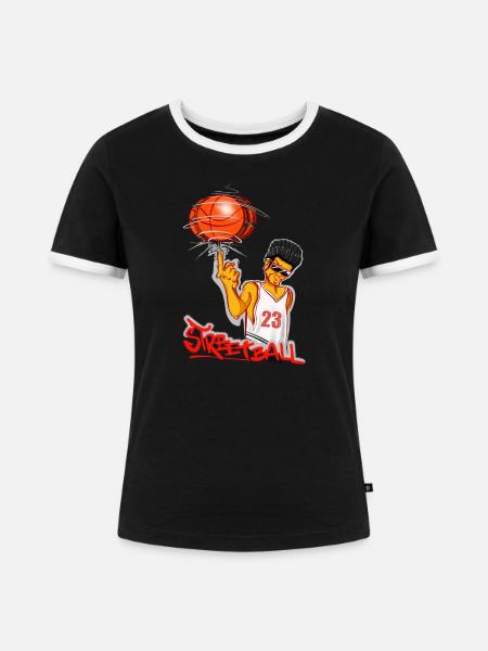 Streetball - Frauen Kontrast-T-Shirt - Schwarz/Weiß