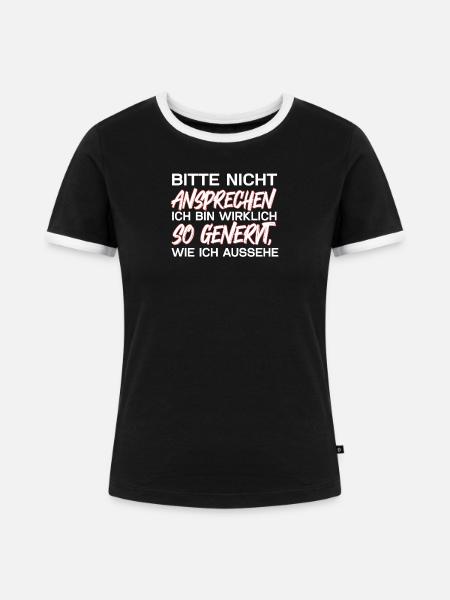 Bitte Nicht Ansprechen - Frauen Kontrast-T-Shirt - Schwarz/Weiß