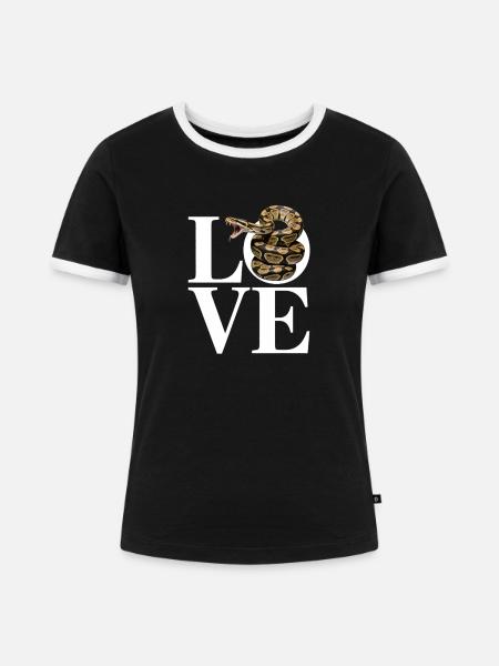 Königspython Schlangen LOVE Terrarium Python - Frauen Kontrast-T-Shirt - Schwarz/Weiß