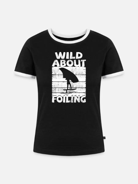 Wild about Foiling - Frauen Kontrast-T-Shirt - Schwarz/Weiß