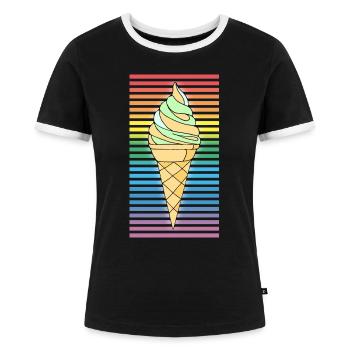 Eis - Frauen Kontrast-T-Shirt - Schwarz/Weiß - Vorne - Selfina (174cm)