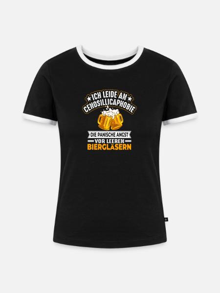 Ich leide an Cenosillicaphobie - Frauen Kontrast-T-Shirt - Schwarz/Weiß