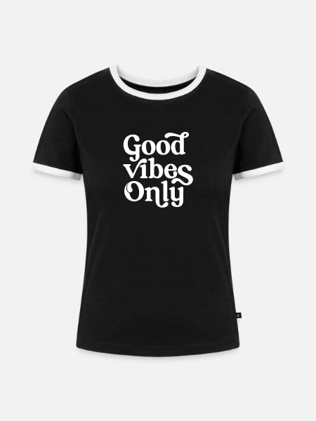 Nur positive Vibes - Frauen Kontrast-T-Shirt - Schwarz/Weiß