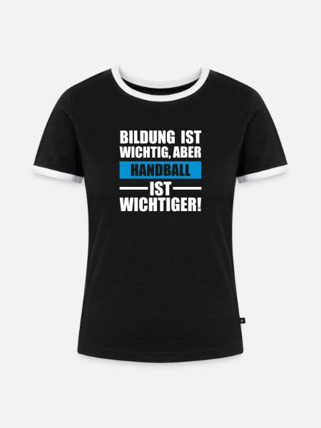 Handball Sportart - Frauen Kontrast-T-Shirt - Schwarz/Weiß