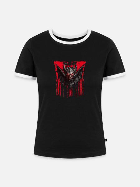 Teuflische Fledermaus Teufel - Frauen Kontrast-T-Shirt - Schwarz/Weiß
