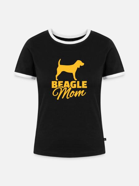 Beagle - Frauen Kontrast-T-Shirt - Schwarz/Weiß