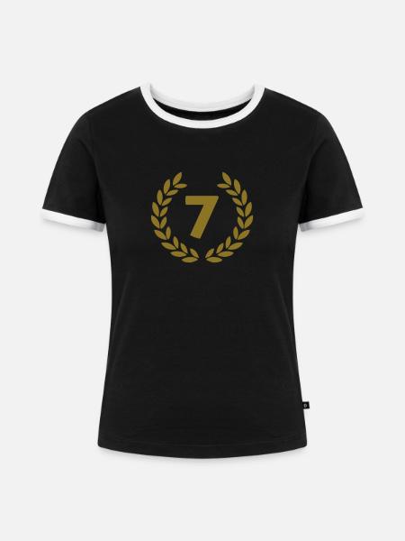 7 - Frauen Kontrast-T-Shirt - Schwarz/Weiß